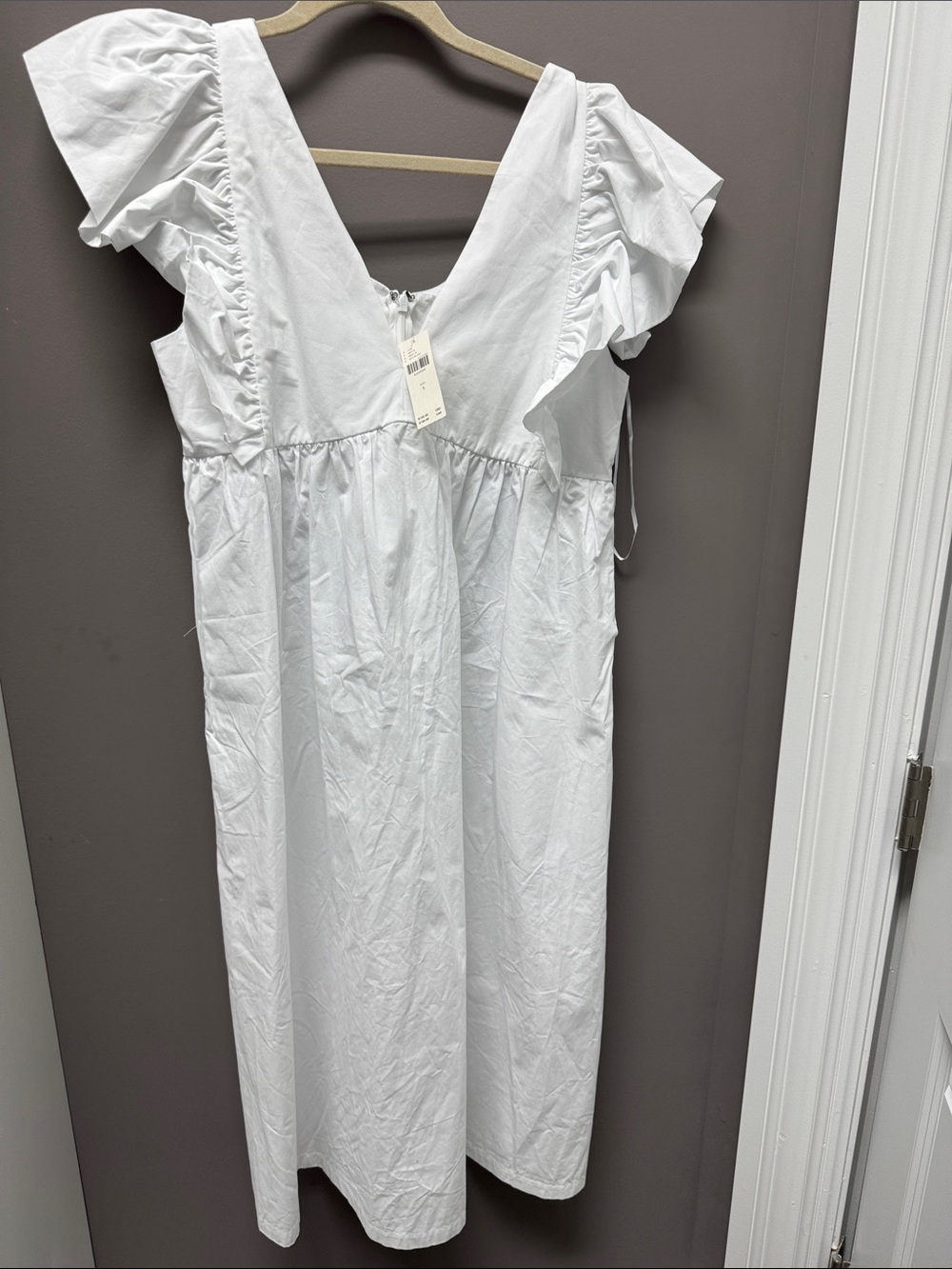 Anthropologie White Ruffle Sleeve Mini Dress